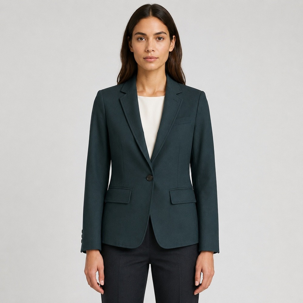 Club Monaco Blazer 2 Dark Green Italian Wool Blend Single Button Professional